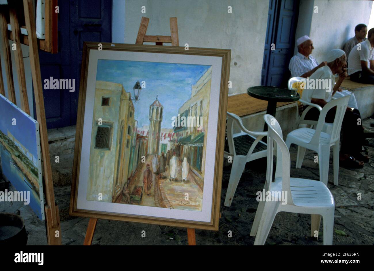 Medina peinture dans un magasin à Mahdia, Tunisie Banque D'Images