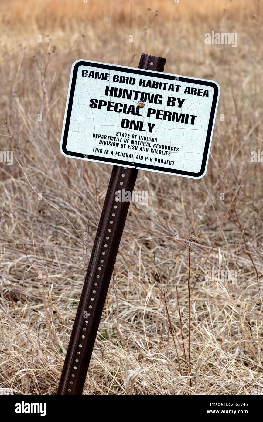 Panneau chasse autorisée, pour Game Birds, Indiana, États-Unis, par James D Coppinger/Dembinsky photo Assoc Banque D'Images
