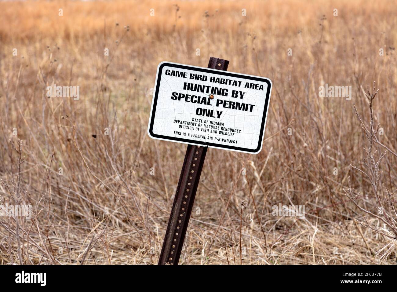 Panneau chasse autorisée, pour Game Birds, Indiana, États-Unis, par James D Coppinger/Dembinsky photo Assoc Banque D'Images