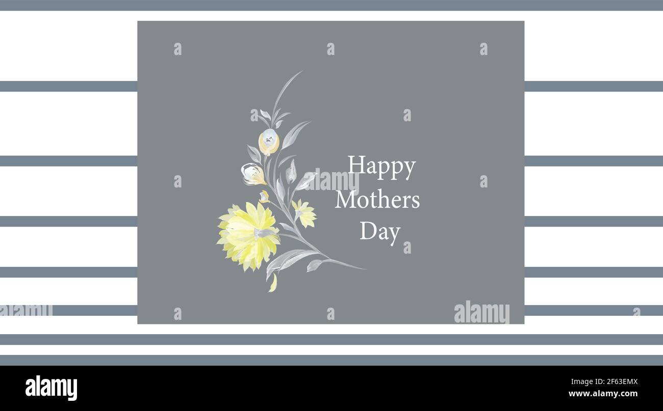 Carte de voeux à motif « Happy Mothers Day » avec fleurs d'aquarelle. Arrière-plan floral des fêtes. Pro Vector. Banque D'Images