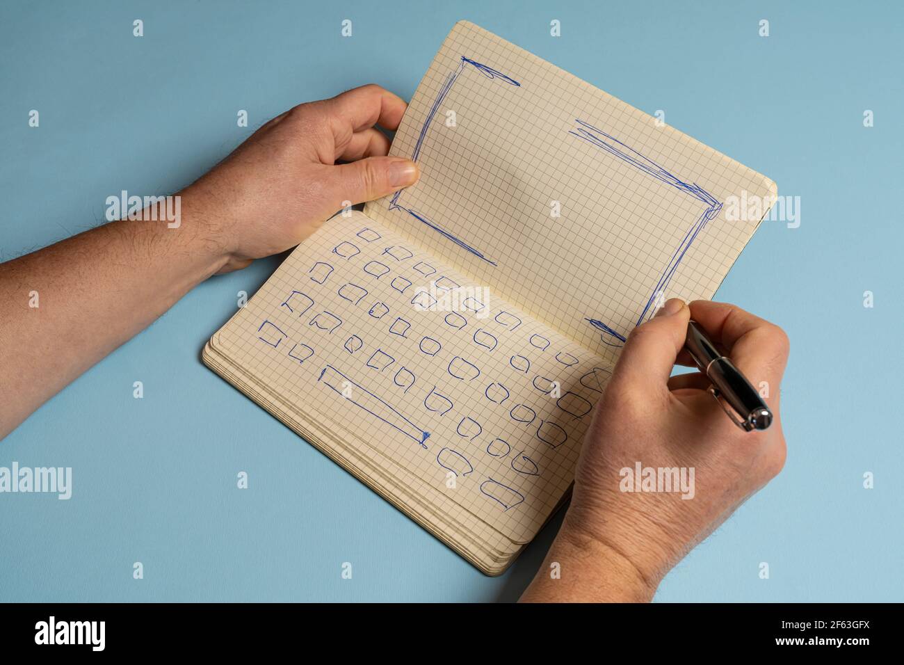 un ordinateur portable avec le dessin du clavier et du écran d'un ordinateur portable Banque D'Images