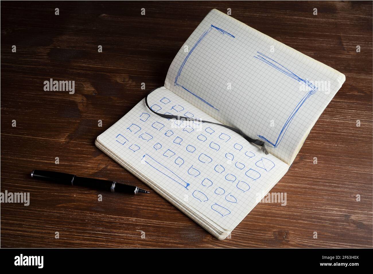 un ordinateur portable avec le dessin du clavier et du écran d'un ordinateur portable Banque D'Images