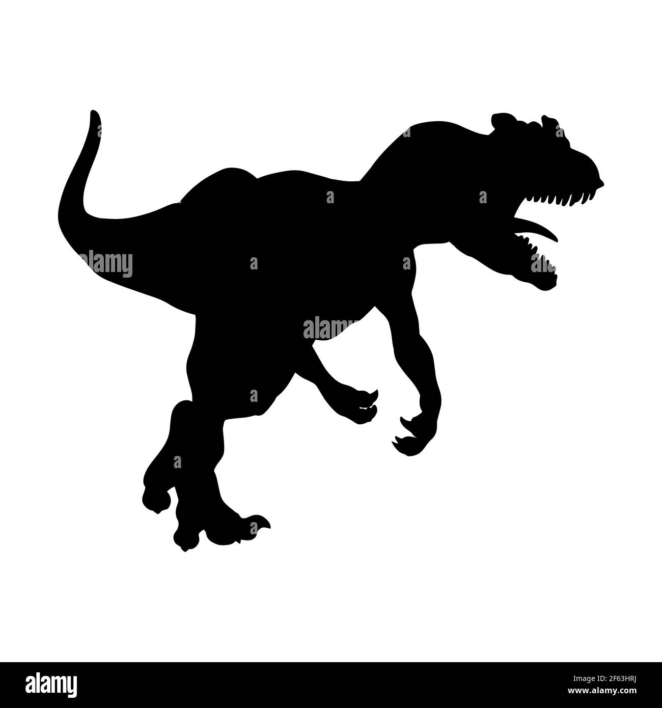 Silhouette réaliste noire d'un dinosaure sur fond blanc. Allosaurus. Clipart vectoriel Illustration de Vecteur