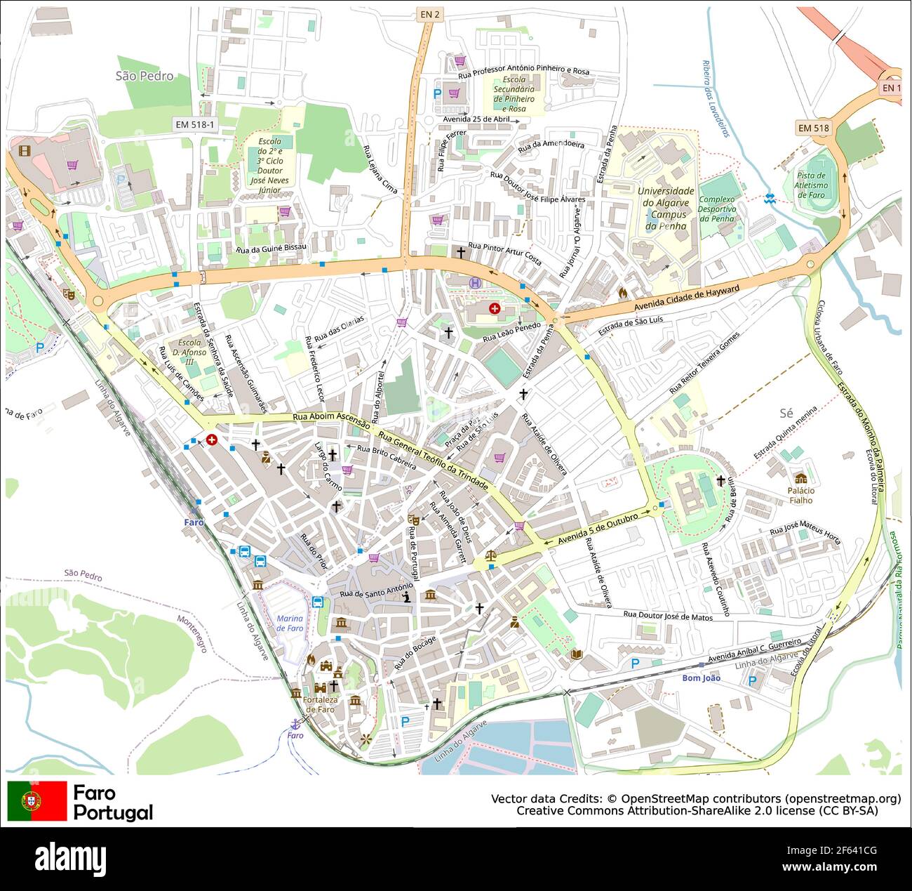 Faro Portugal Europe Ville Plan De La Ville Image Vectorielle Stock Alamy