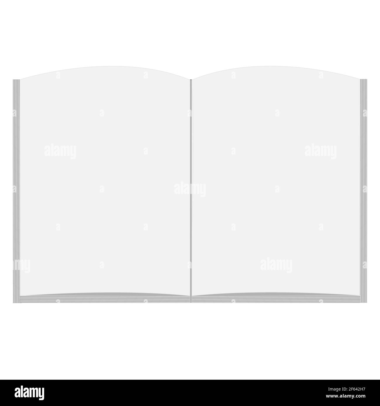 livre ouvert vierge sur fond blanc. style plat. vue du dessus du livre ouvert. affiche du livre ouvert. Banque D'Images