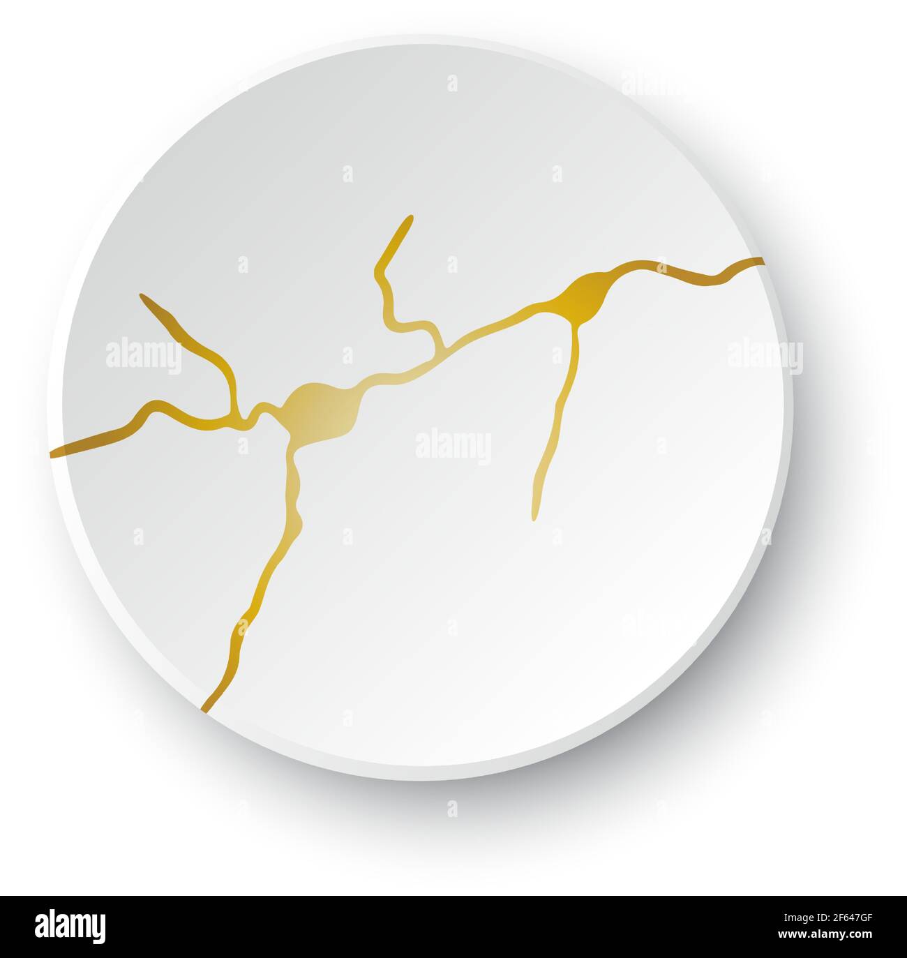 Fissure Kintsugi or. Effet cassé et craquelé, craquelure et texture endommagée. Les illustrations vectorielles peuvent être utilisées pour les décorations kintsugi, les arts muraux Illustration de Vecteur
