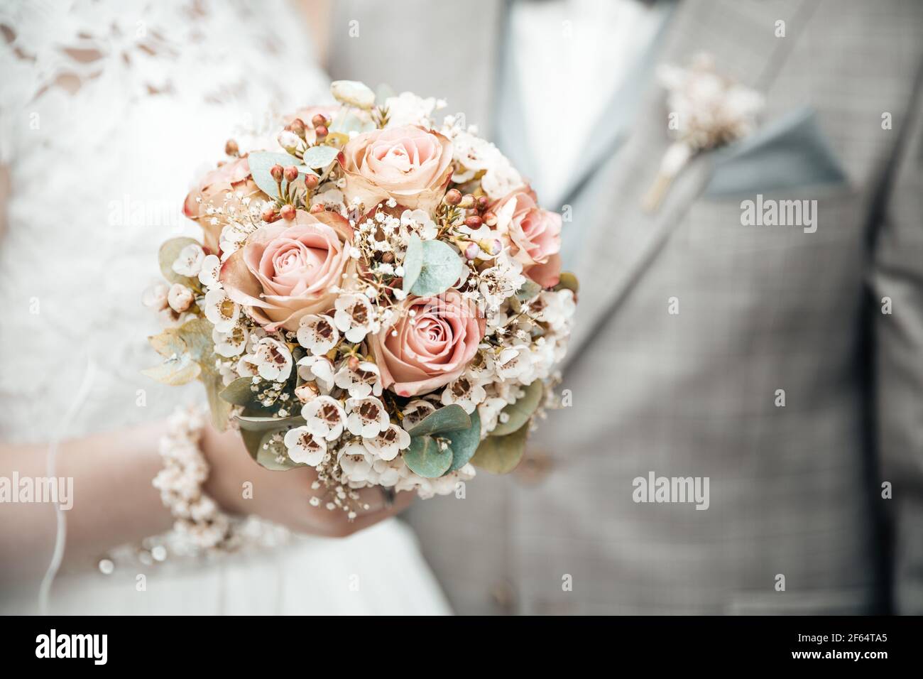 Gros plan d'un bouquet de fleurs de mariage Banque D'Images