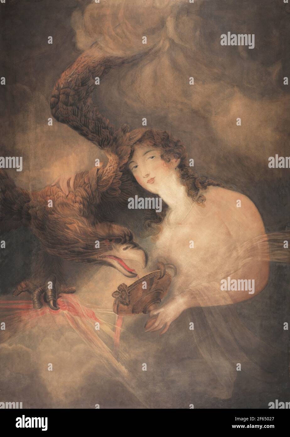 Aquarelle géorgienne d'Hébe alimentant Zeus déguisée en aigle tenant un coup de tonnerre, peinte par ou dans le style de François Huet Villiers Banque D'Images