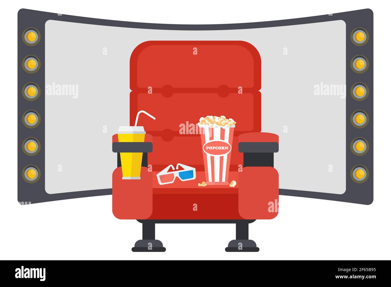Réalisateur chaise avec mégaphone, projecteur, caméra et panneau Illustration de Vecteur