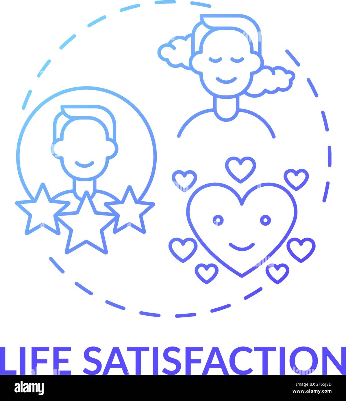 Icône de concept de gradient bleu de satisfaction de la vie Illustration de Vecteur