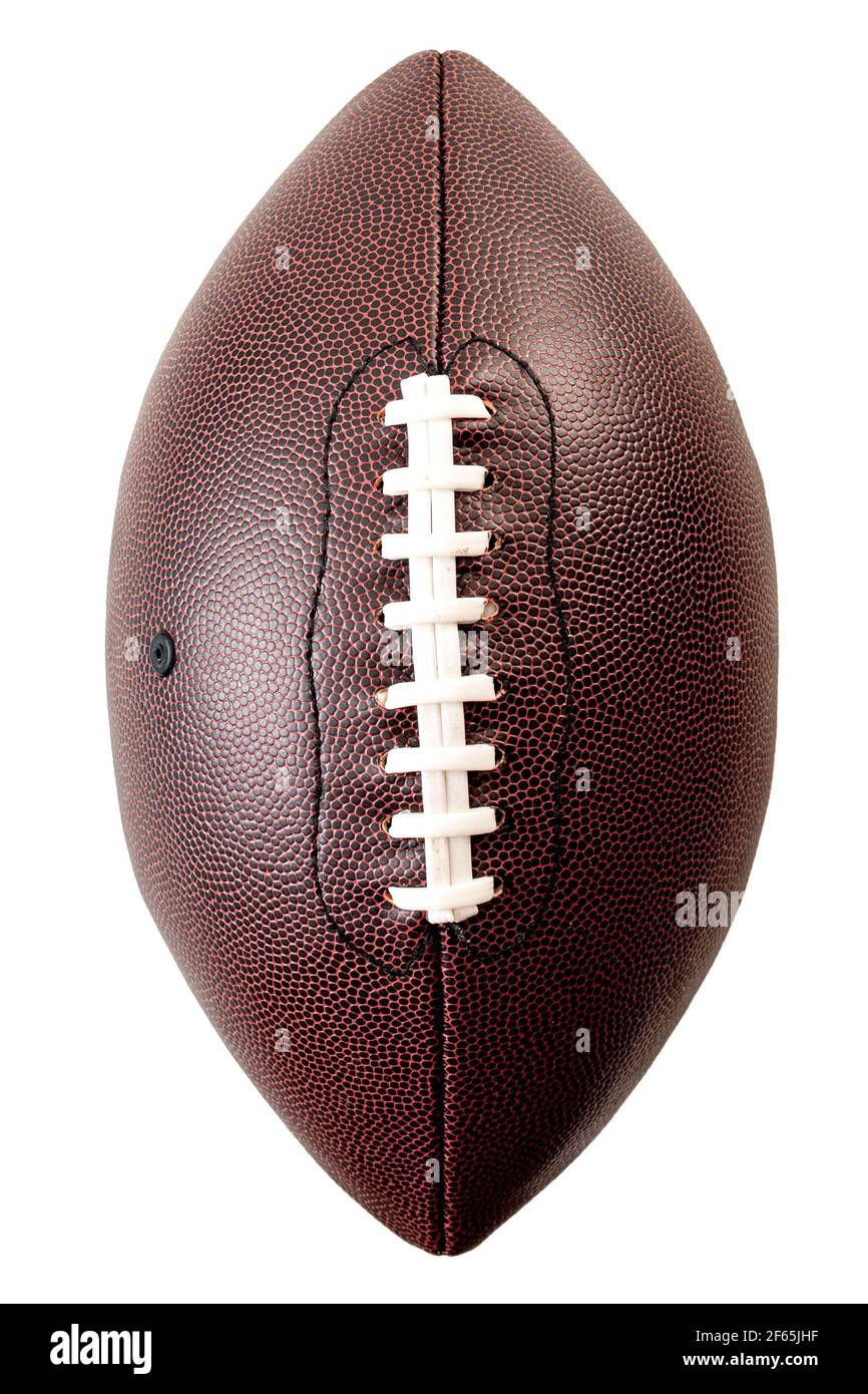 Le football américain et le sport américain concept avec un cuir générique  balle sans marque et lacets visibles isolés sur blanc avec un trajet de clip  cuto Photo Stock - Alamy
