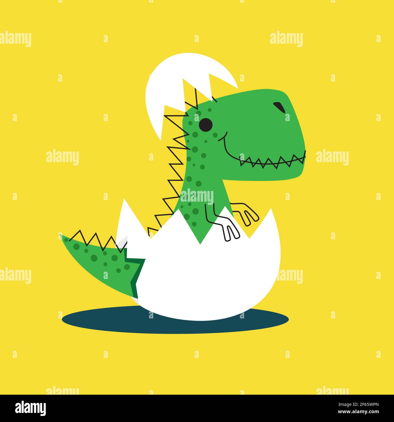 Un dinosaure mignon qui se met à éclore de l'œuf. Dino dessiné Illustration de Vecteur