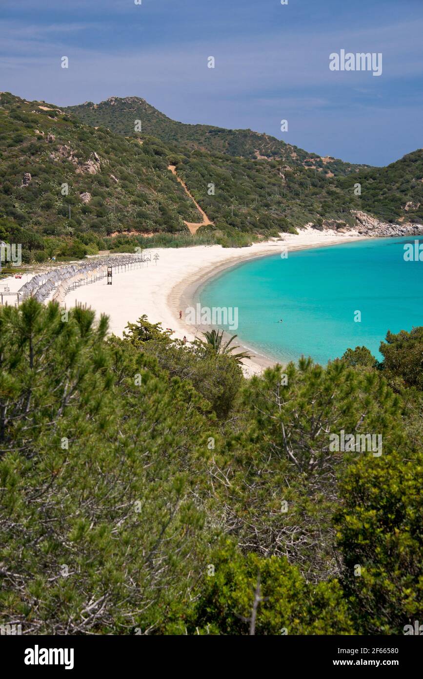 Eaux cristallines et tropicales à la plage de Campus, Villasimius Banque D'Images