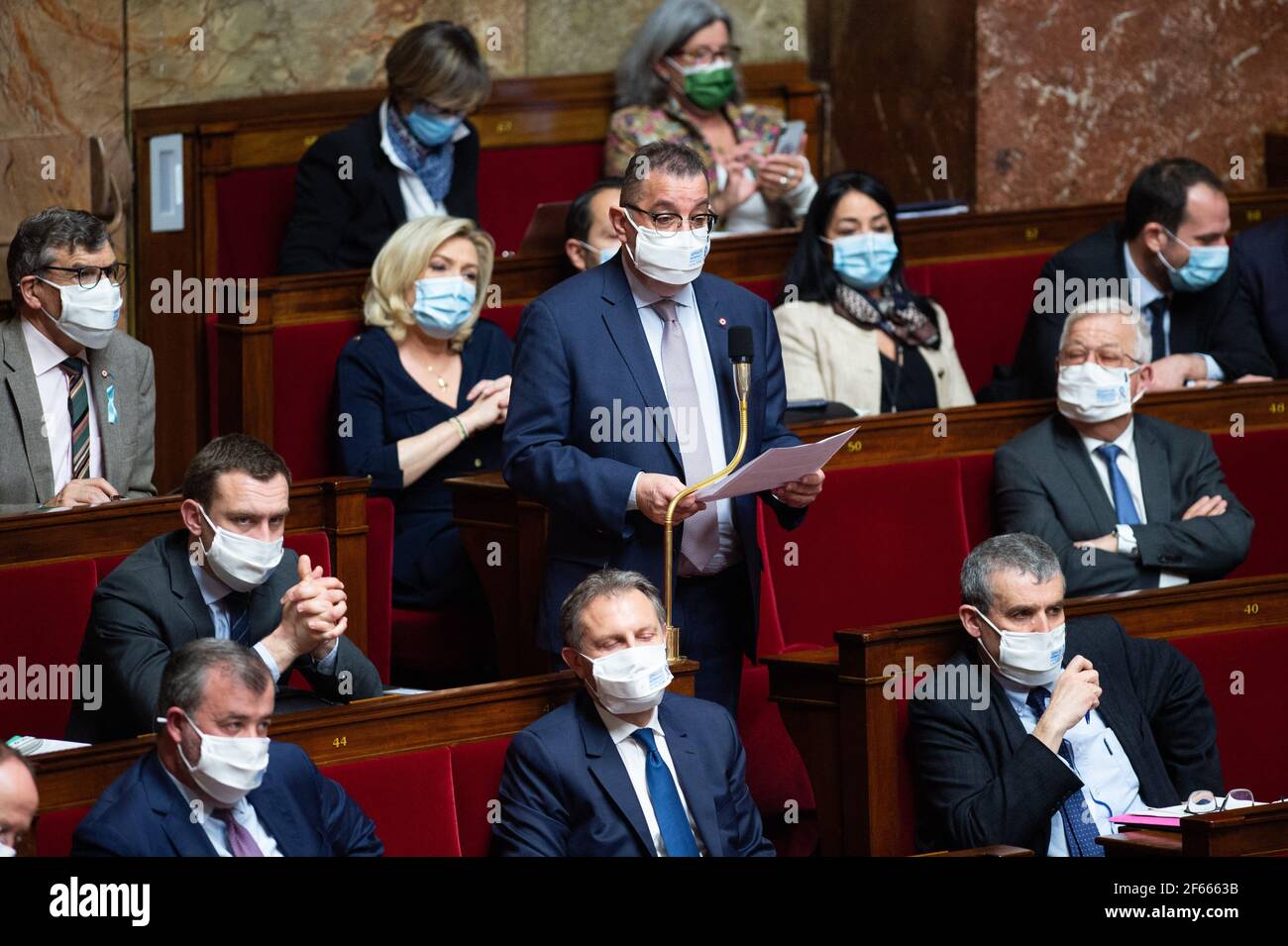 Paris, France. 30 mars 2021. Le député de LR Alain Ramadier lors d'une session de questions au Gouvernement le 30 mars 2021 à l'Assemblée nationale à Paris. Photo de Raphael Lafargue/ABACAPRESS.COM crédit: Abaca Press/Alay Live News Banque D'Images