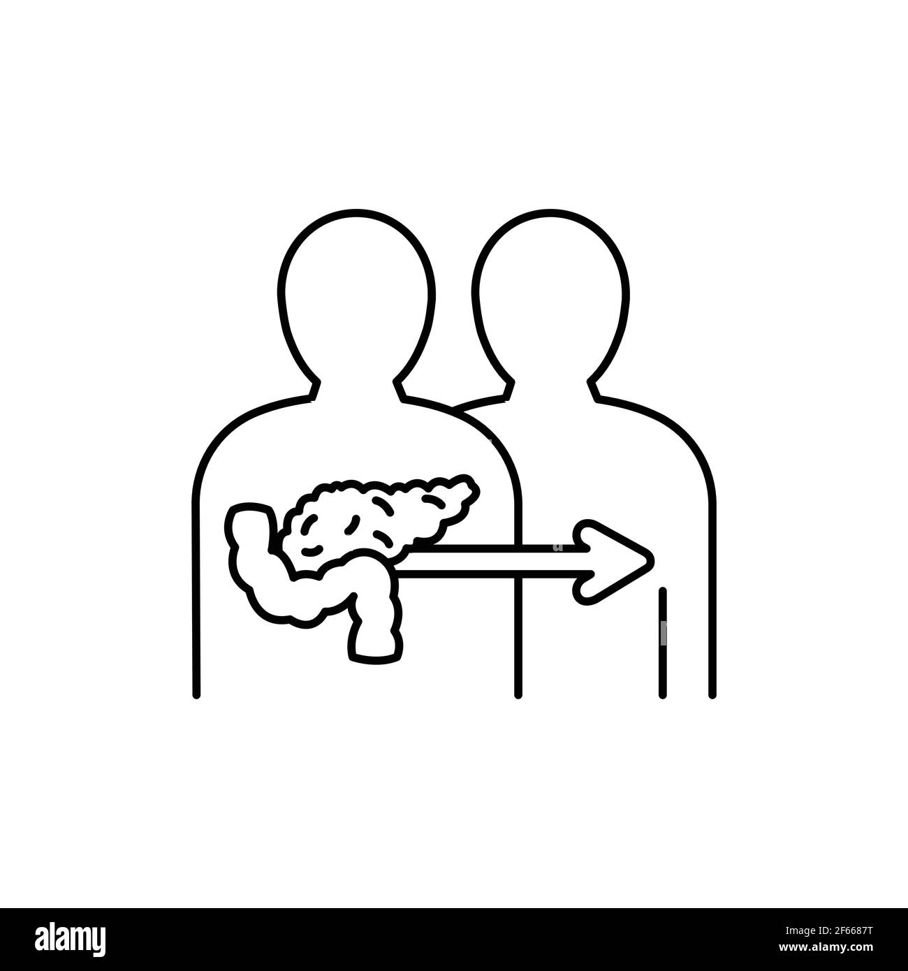 Icône de ligne de couleur de transplantation du pancréas. Organe donneur. Pictogramme pour page Web, application mobile, Promo. Élément de conception UI UX GUI. Contour modifiable. Illustration de Vecteur