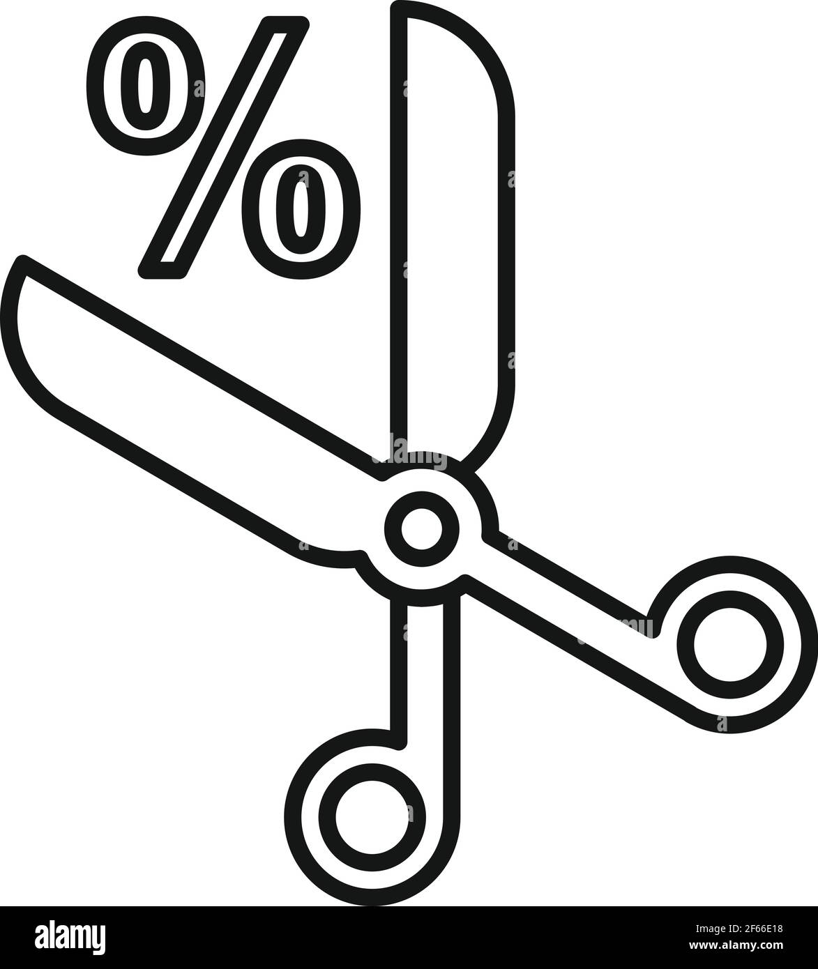 Icône de pourcentage de crédit coupé, style de contour Illustration de Vecteur