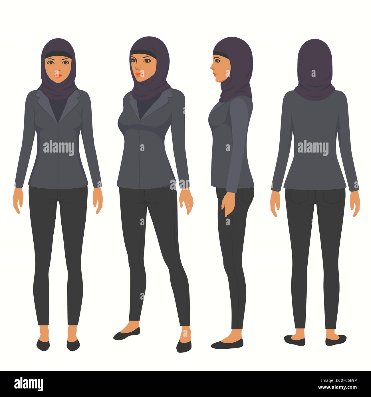 femme musulmane, personnage d'affaires arabe vectoriel, femme d'affaires de dessin animé saoudienne Illustration de Vecteur