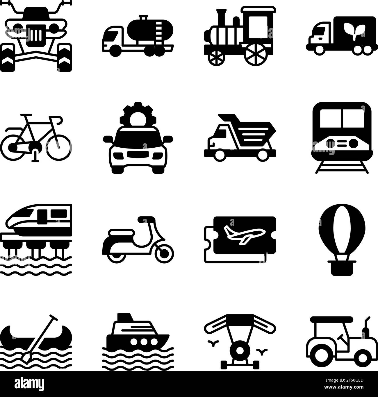 Pack d'icônes de voyage et de transport Illustration de Vecteur
