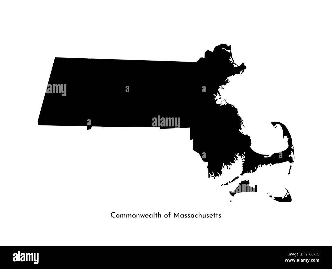 Icône d'illustration simplifiée isolée par vecteur avec silhouette noire du Commonwealth du Massachusetts (États-Unis). Arrière-plan blanc Illustration de Vecteur