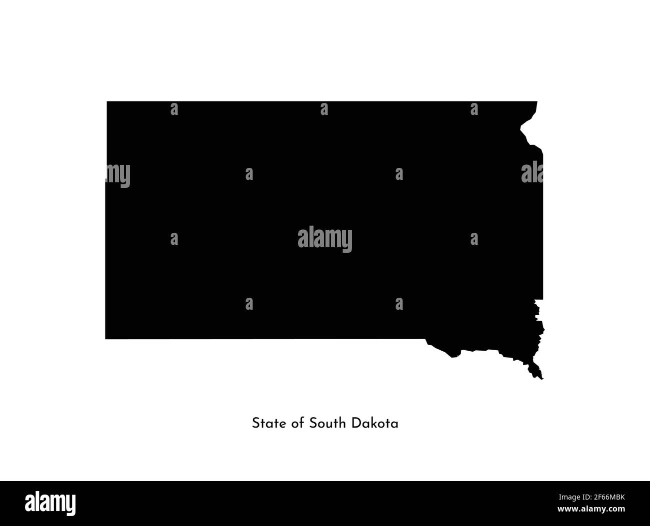 Icône d'illustration simplifiée isolée vectorielle avec silhouette noire de l'État du Dakota du Sud (États-Unis). Arrière-plan blanc Illustration de Vecteur