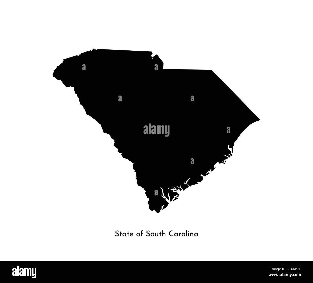 Icône d'illustration simplifiée isolée vectorielle avec silhouette noire de l'État de Caroline du Sud (États-Unis). Arrière-plan blanc Illustration de Vecteur