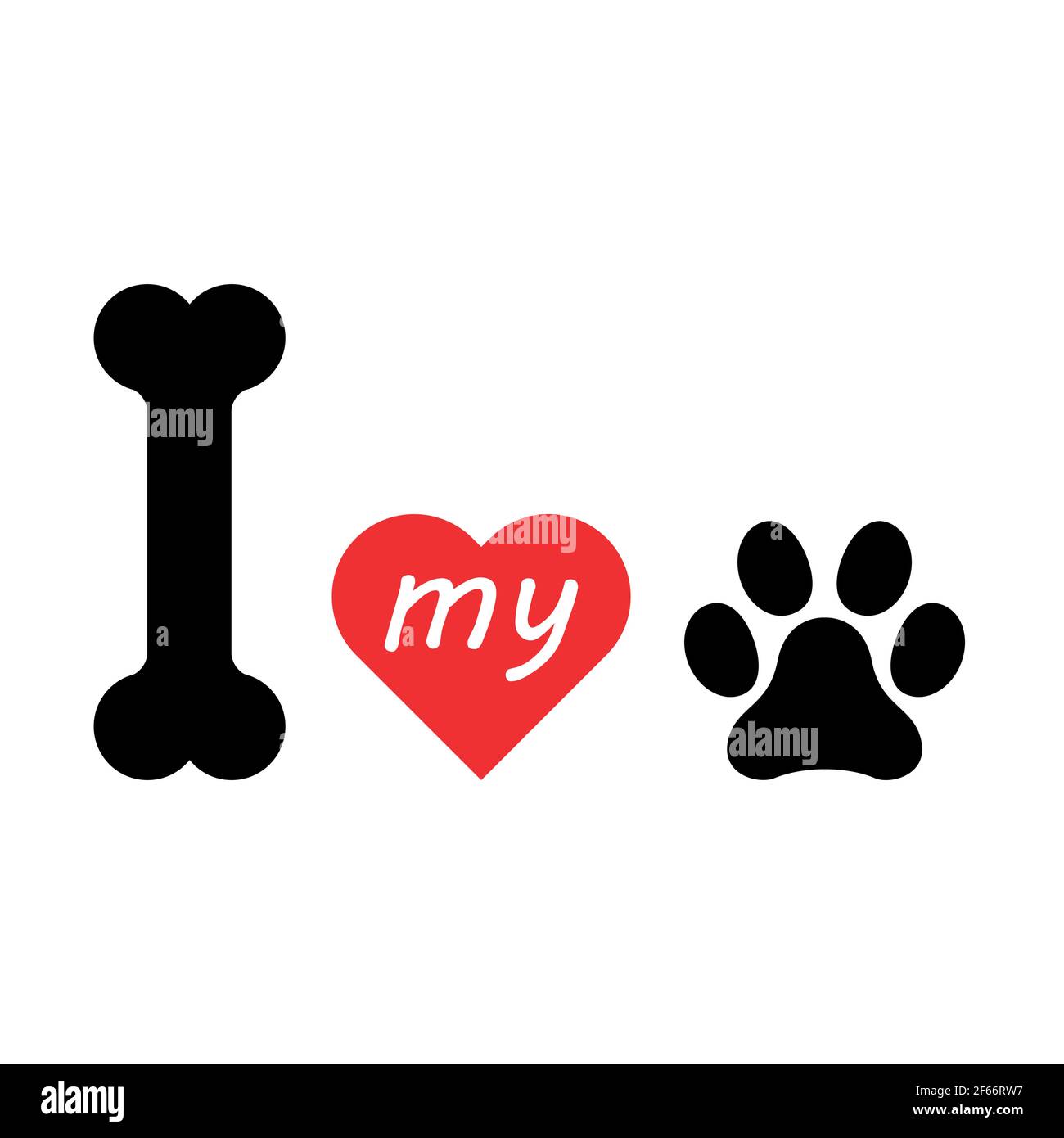 J'aime le symbole du chien et le chien mignon Banque de photographies