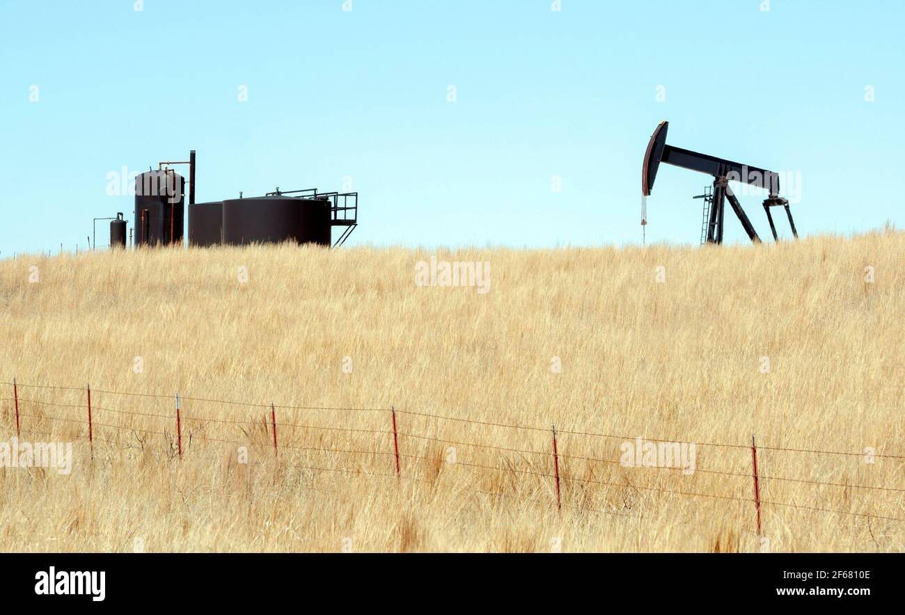 Plates-formes pétrolières dans l'État américain du Kansas Banque D'Images