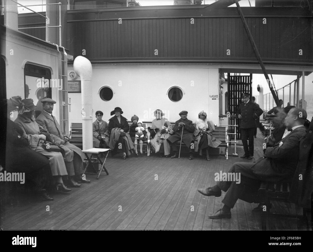 Pont de soleil de navire, III KLS / S 'King Gustaf V' construit en 1910 au Lap de Lindholmen à Göteborg.upphugen 1968Tafikade route Trelleborg - Travemünde. Banque D'Images