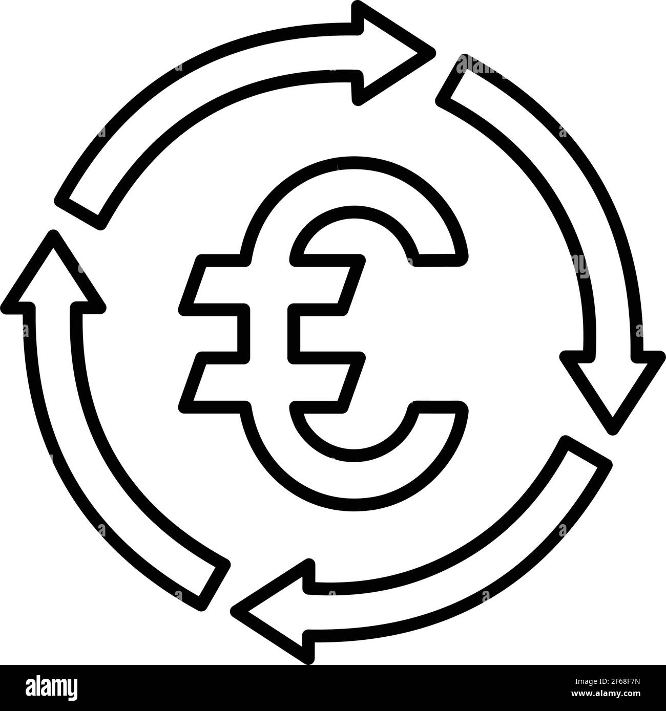 Paiement, flèche, euro chiffre d'affaires icône est isolé sur fond blanc. Illustration vectorielle simple pour la conception graphique et Web ou à des fins commerciales. Illustration de Vecteur