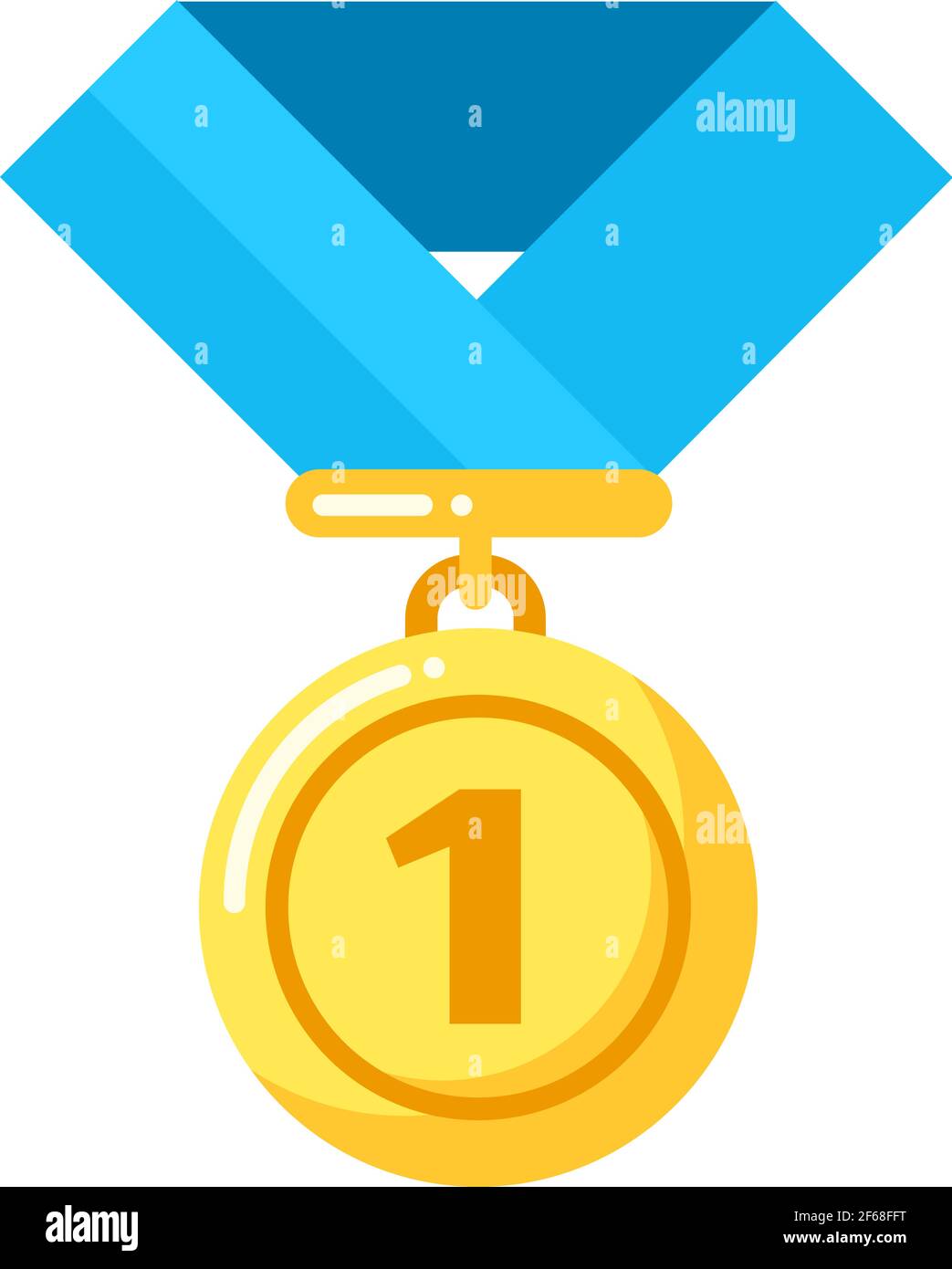 Médaille première place avec ruban bleu pour le gagnant Illustration de Vecteur