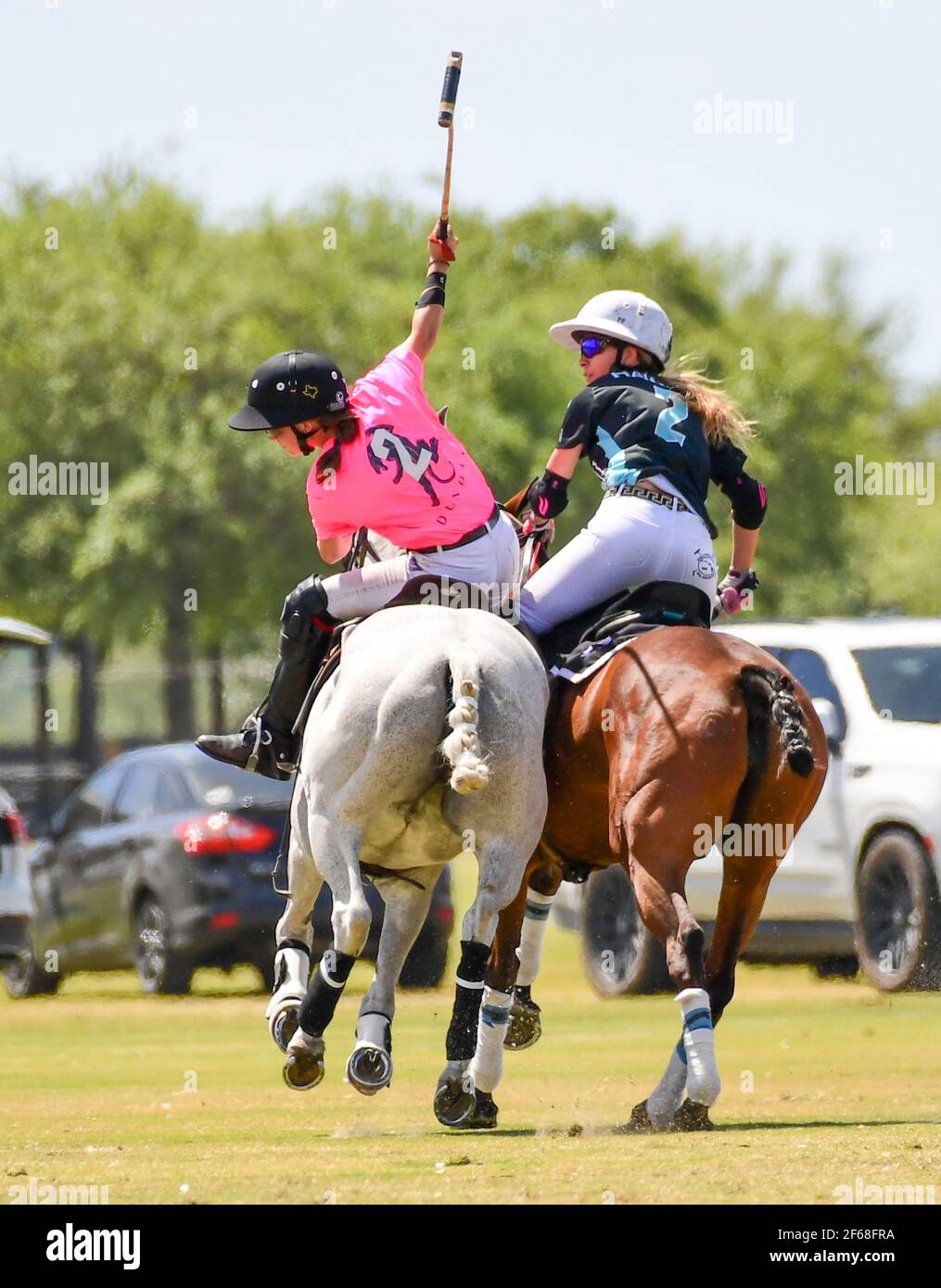 DUNDAS VS HAWAII POLO LIFE 2021 CHAMPIONNATS DE POLO POUR FEMMES, tenus à Port Mayaca, Floride, le 10 mars 2021. Équipe Dundas: Nina Clarkin, Hope Arelano, Sarah Siegel Magness Team Hawaii Polo Life: Delores Onetto, Pamela Flanagan, Mia Cambiaso, Hazel Jackson. Photo de Jennifer Graylock-Graylock.com 917-519-7666 Banque D'Images