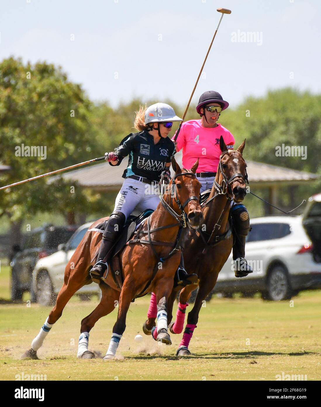 DUNDAS VS HAWAII POLO LIFE 2021 CHAMPIONNATS DE POLO POUR FEMMES, tenus à Port Mayaca, Floride, le 10 mars 2021. Équipe Dundas: Nina Clarkin, Hope Arelano, Sarah Siegel Magness Team Hawaii Polo Life: Delores Onetto, Pamela Flanagan, Mia Cambiaso, Hazel Jackson. Photo de Jennifer Graylock-Graylock.com 917-519-7666 Banque D'Images