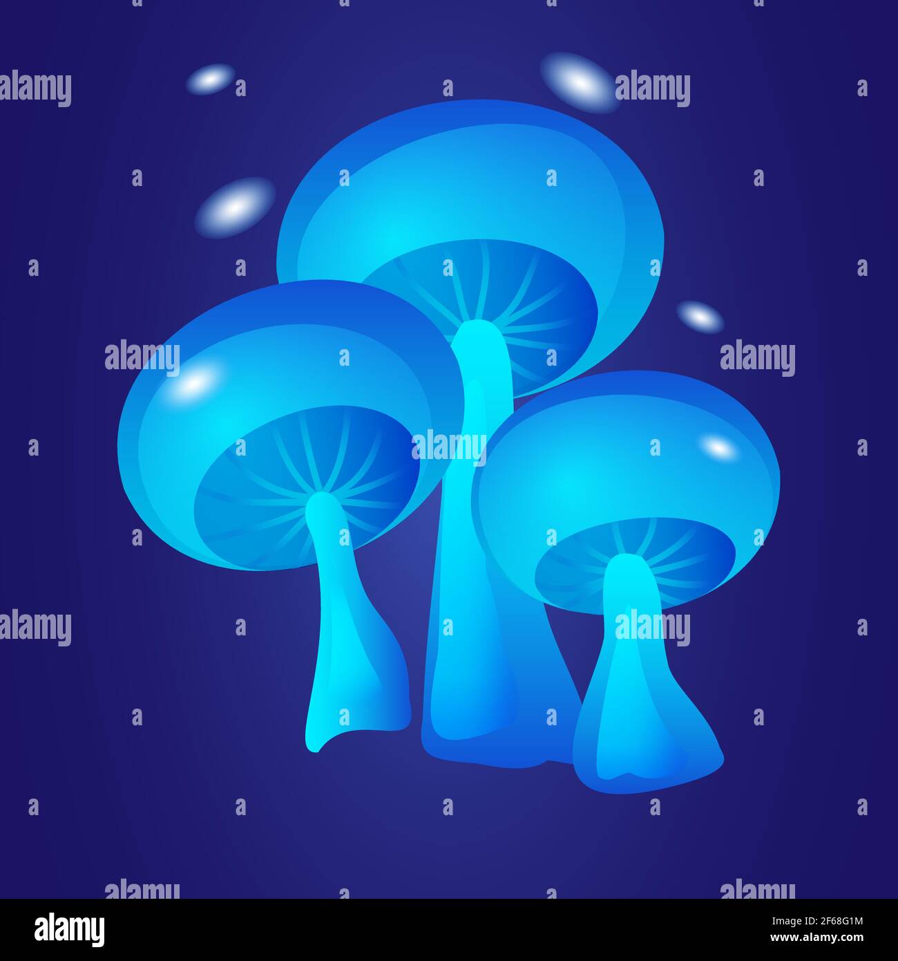 Fantastique champignons bleus lumineux sur fond sombre illustration vectorielle Illustration de Vecteur