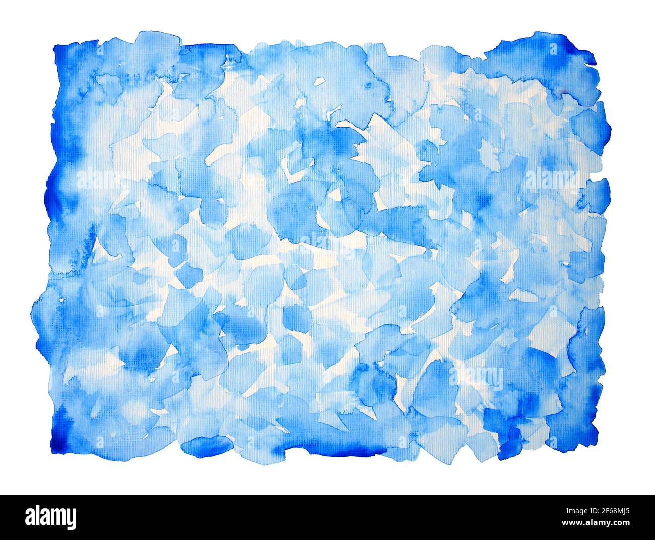 Fond bleu aquarelle semblable à une mosaïque dans un cadre blanc Banque D'Images
