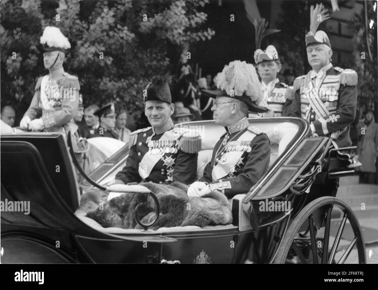 Fredrik IX de Dannmark et Gutav VI Adolf va Kortege. Banque D'Images