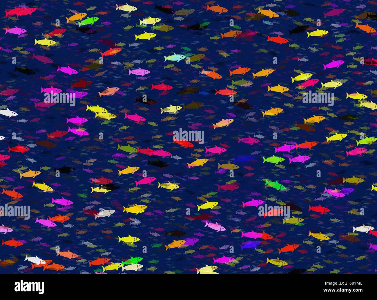 shoal de couleurs poisson sur une eau bleue Banque D'Images