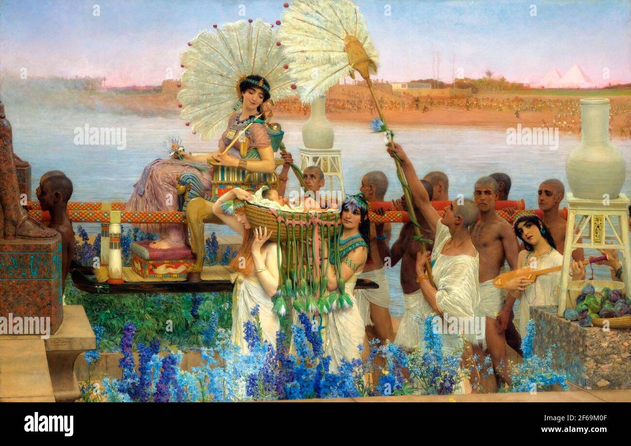 La découverte de Moïse - Lawrence Alma-Tadema, 1904 Banque D'Images