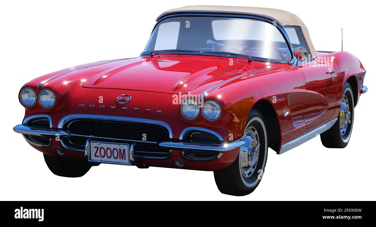 Corvette Stingray 1962 de Chevrolet avec peinture rouge vif. Banque D'Images