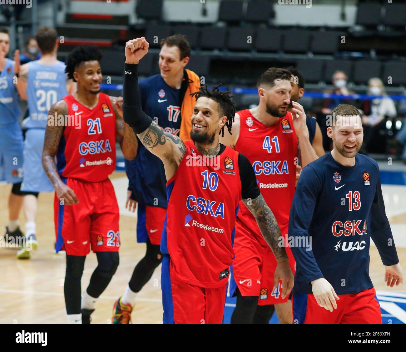 Daniel Hackett (10) de CSKA sont vus en action lors du match de la saison régulière 2020/2021 de Turkish Airlines EuroLeague Round 32, match entre BC CSKA Moscou et Zenit Saint-Pétersbourg à l'arène Sibur. (Note finale; Zenit Saint-Pétersbourg 74:86 CSKA) Banque D'Images