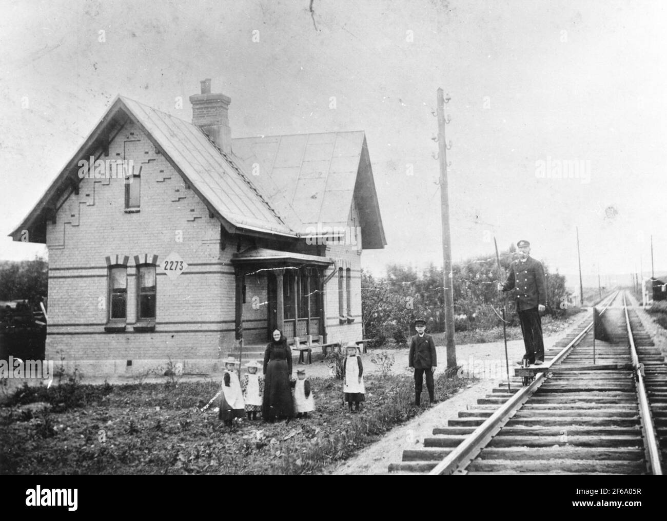 Cabine de gardien. Banouvk Lerborg. Le chemin de fer a été ouvert en 1888. Banque D'Images