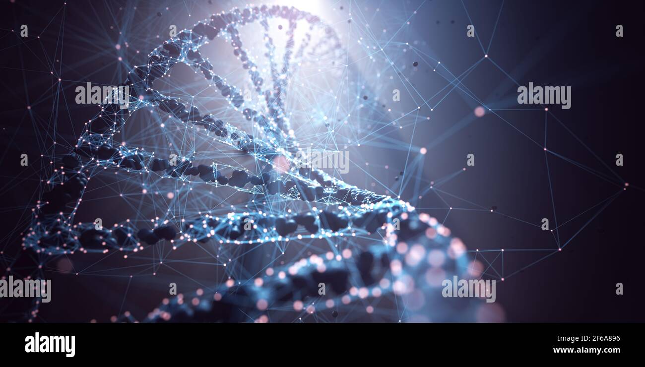 Biotechnologie et génie moléculaire. Illustration 3D, science et technologie concept de la manipulation génétique. Banque D'Images