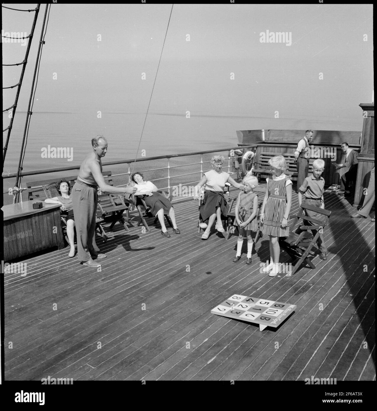 Train ferry S / S King Gustav V, terrasse. Banque D'Images