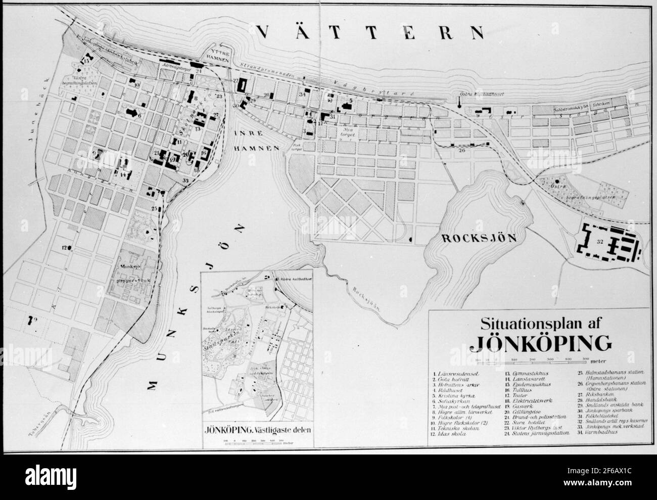 Plan de la ville de Jönköping. Banque D'Images