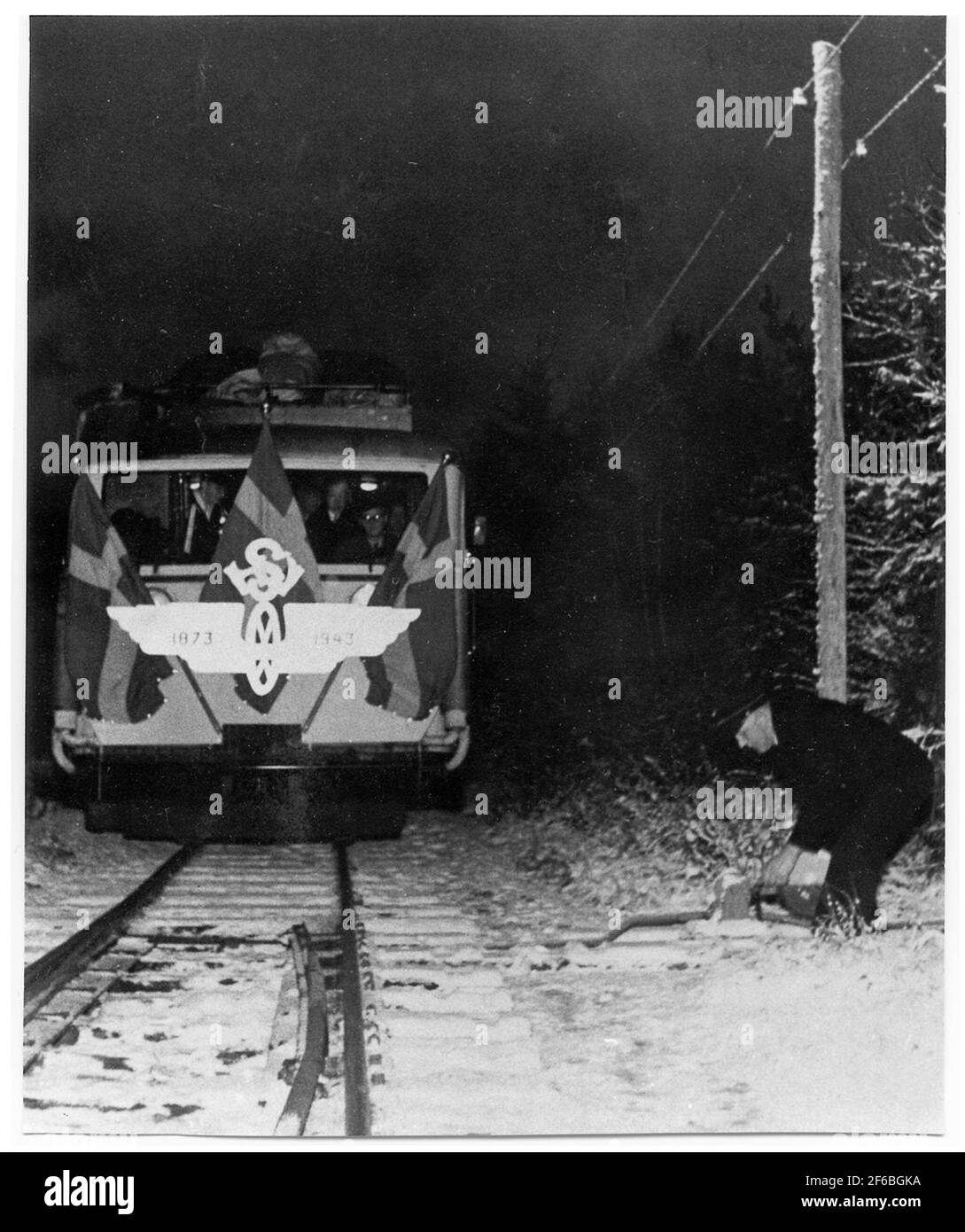 Tournage sur la ligne entre Hjo et Stenstorp. Banque D'Images