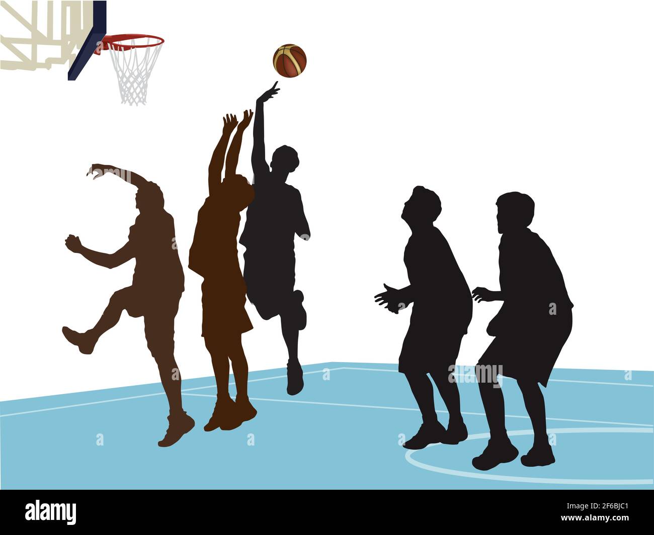 Les joueurs de basket-ball jouent à l'action sur le vecteur graphique de l'illustration Illustration de Vecteur