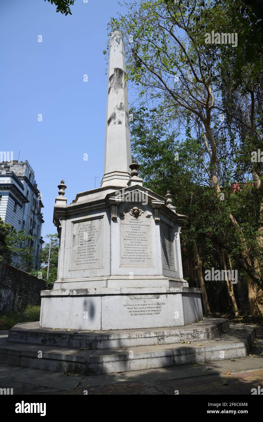 Monument du trou noir de Calcutta. St. John's Churchyard, Kolkata. Inde. Banque D'Images
