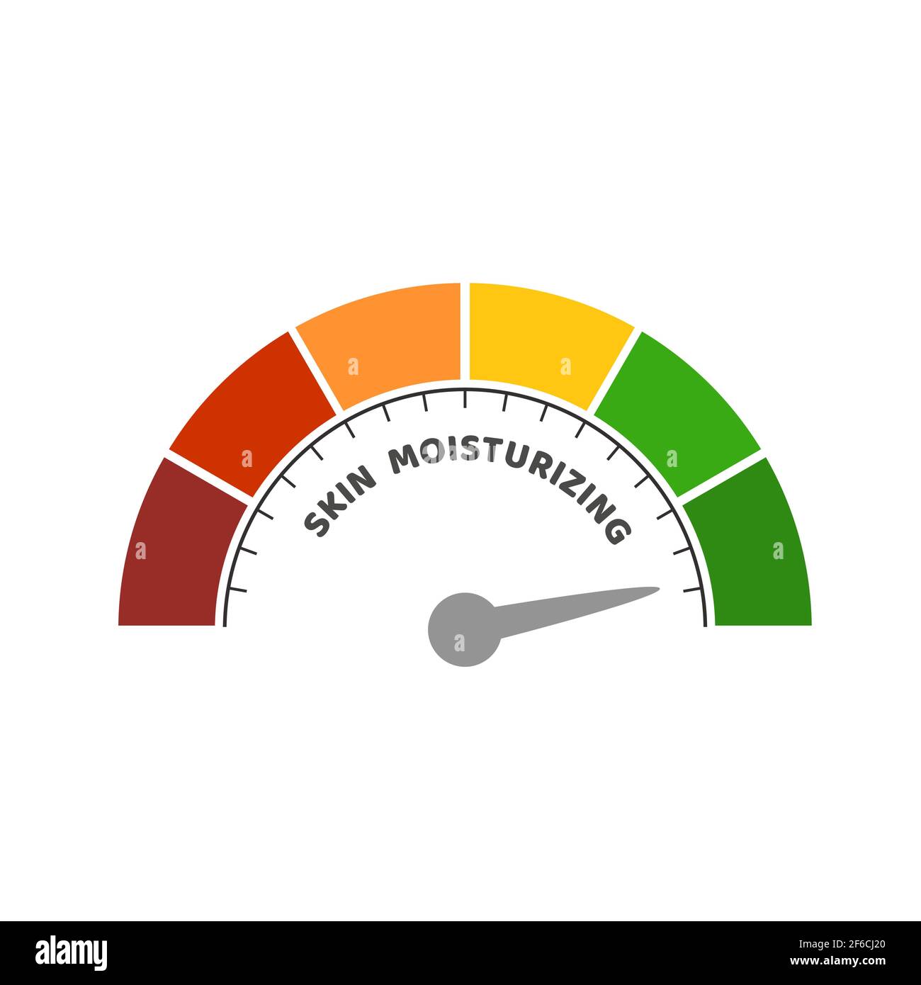 Niveau de lecture abstrait du résultat hydratant pour la peau. Echelle de couleurs avec flèche. L'icône de l'appareil de mesure. Elément graphique coloré. Illustration de Vecteur