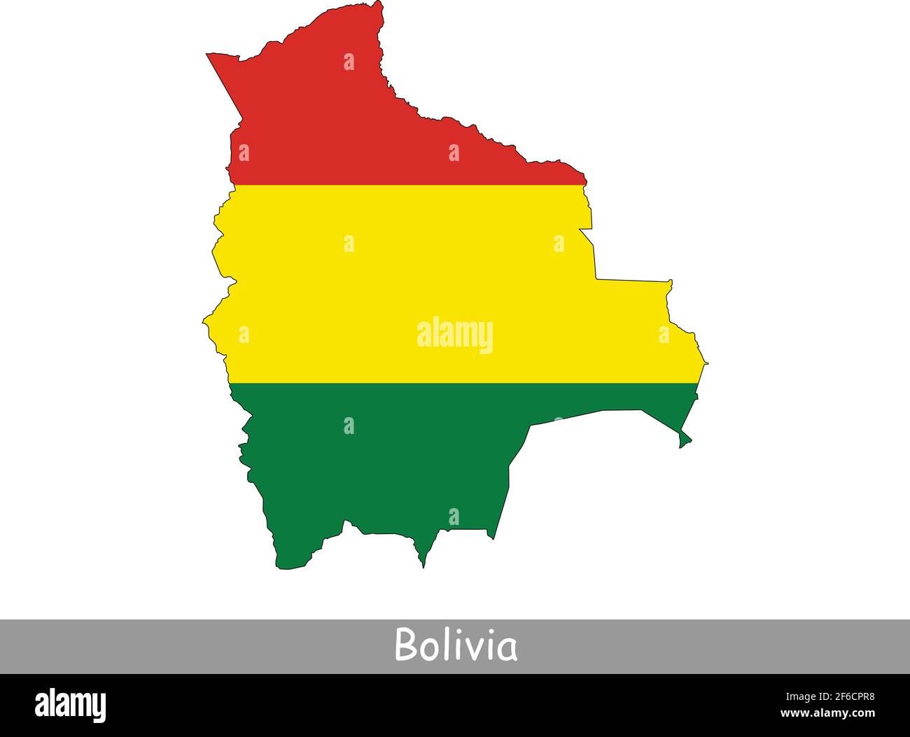 Drapeau carte Bolivie. Carte de la Bolivie avec le drapeau national bolivien isolé sur fond blanc. Illustration vectorielle. Illustration de Vecteur