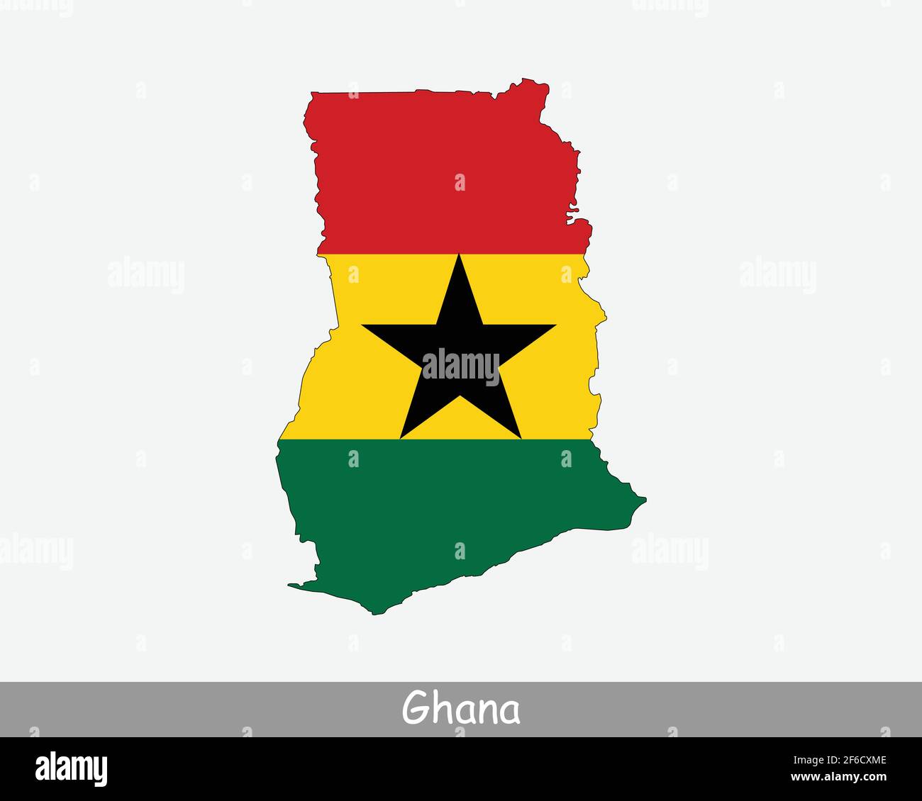 Drapeau de carte du Ghana. Carte de la République du Ghana avec le drapeau national ghanéen isolé sur fond blanc. Illustration vectorielle. Illustration de Vecteur