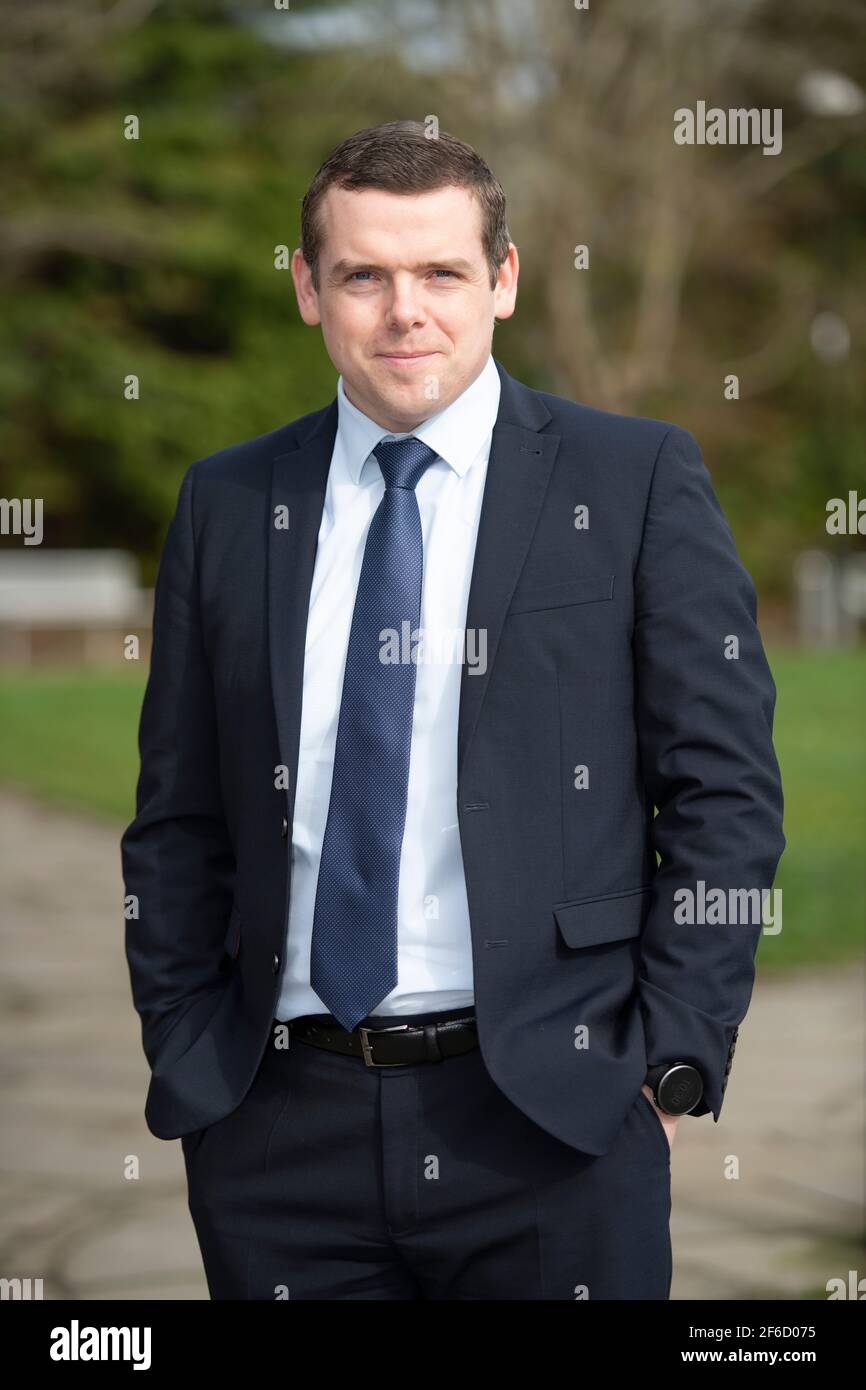 Édimbourg, Écosse, Royaume-Uni. 31 mars 2021. PHOTO : le député de Douglas Ross dévoile les promesses du manifeste de crime et de justice de son parti, qui comprennent la mise au rebut du verdict non prouvé de l'Écosse. D'autres politiques clés sont la création d'une loi sur les victimes et d'une loi sur la police locale. Crédit : Colin Fisher/Alay Live News Banque D'Images